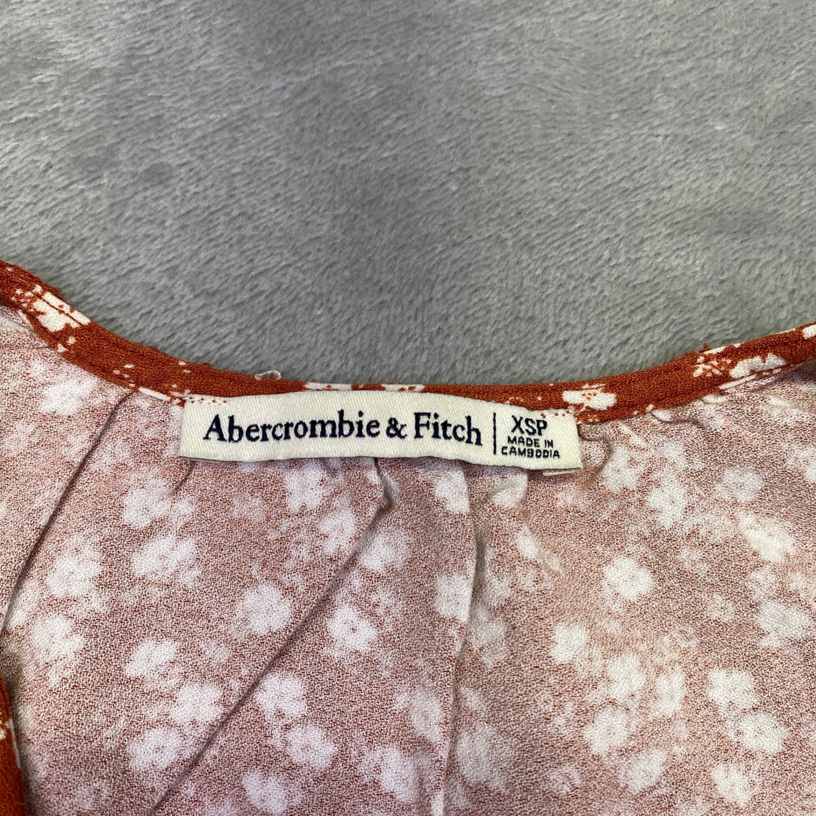 Abercrombie Fitch Rust White Floral Button Front Cap Sleeve Mini Dress XSP