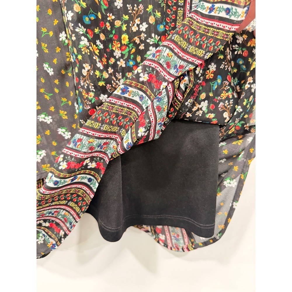 Blue Rain Francescas Mixed Floral Patchwork Mini Dress Black Multi Size M
