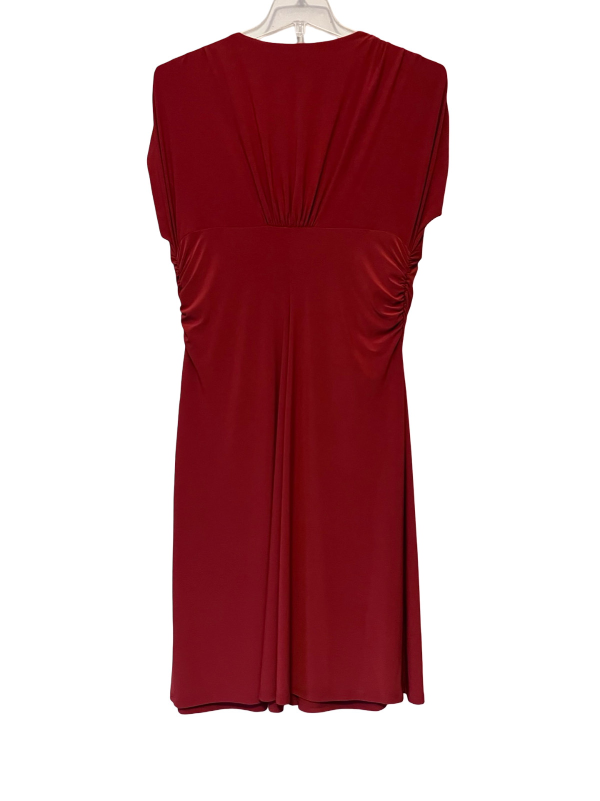 Evan-Picone Ruched Knot-Front Short Sleeve Fit and Flare Midi Dress – Size 16
