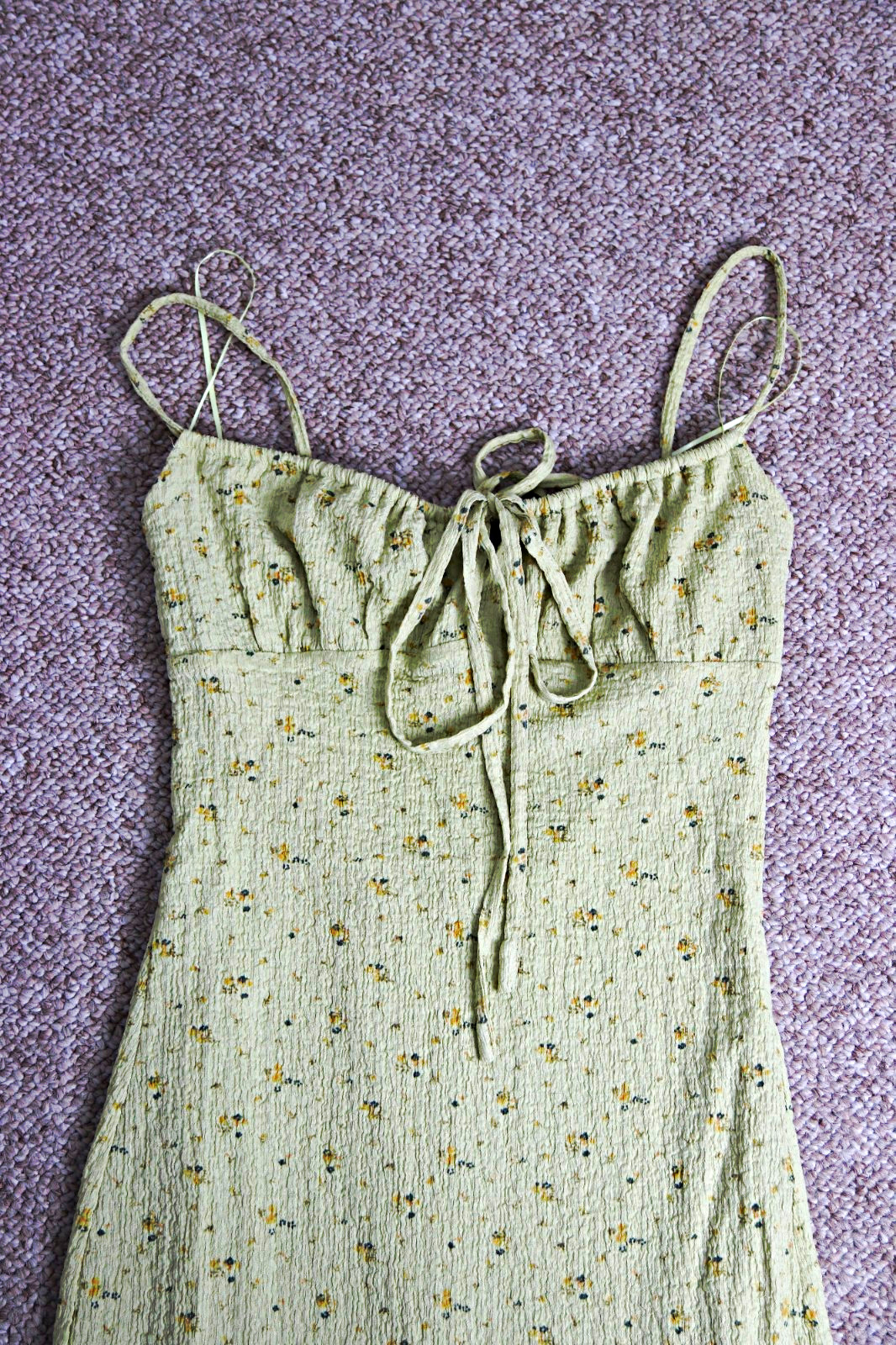 Bailey Rose XS Beige Floral Maxi Dress Square Neck Tie Front Lined Side Slit