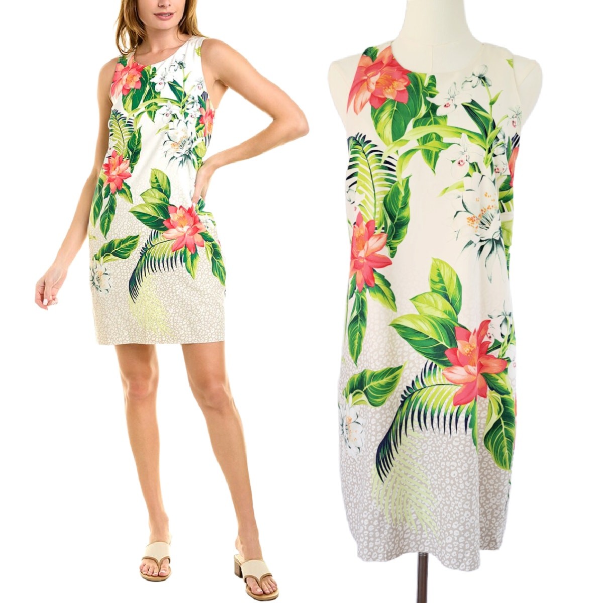 TOMMY BAHAMA Grande Grove Silk Sleeveless Shift Dress Size XS Tropical Floral