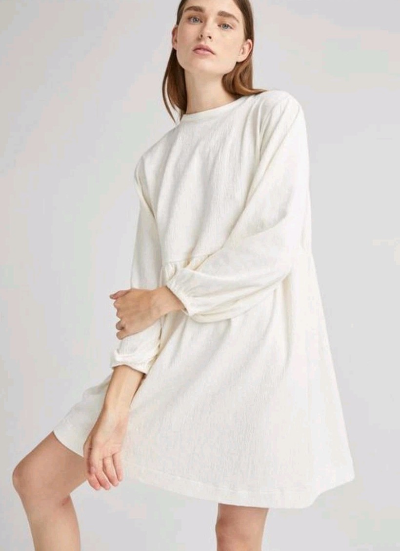 Richer Poorer Womens Bone Size M Cloud Button Up Long Sleeve Shirt Dress Frock