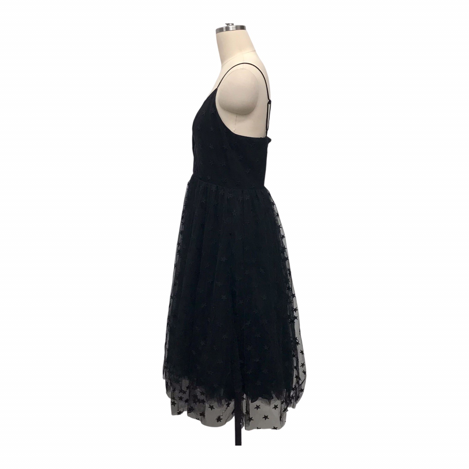 J Crew Black Whimsigoth Star Print Tulle Dress Party Cocktail Retro Women’s Sz 8