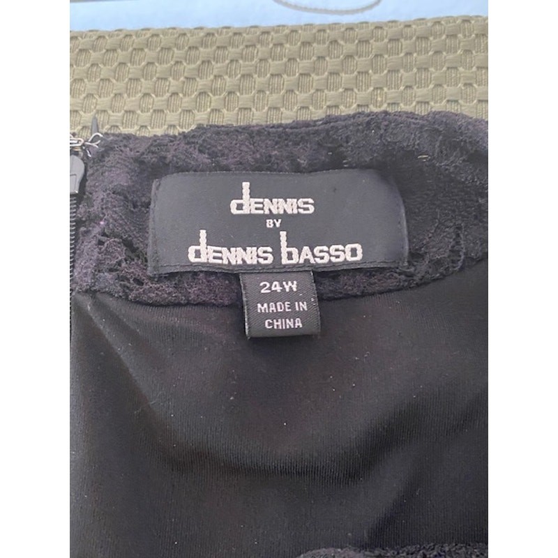Dennis by Dennis Basso Black Lace Sheath Dress Women’s Plus 24W 3/4 Sleeve