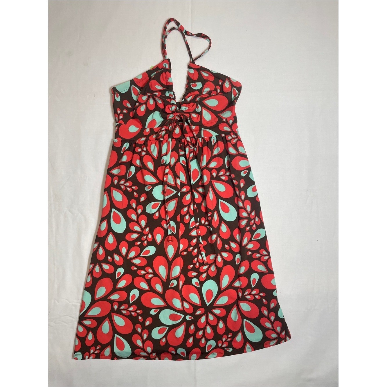 The North Face Red & Aqua Floral Halter Mini Dress