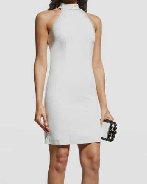 $245 Aidan Mattox Women’s White Sleeveless Cocktail Mini Sheath Dress Size 4
