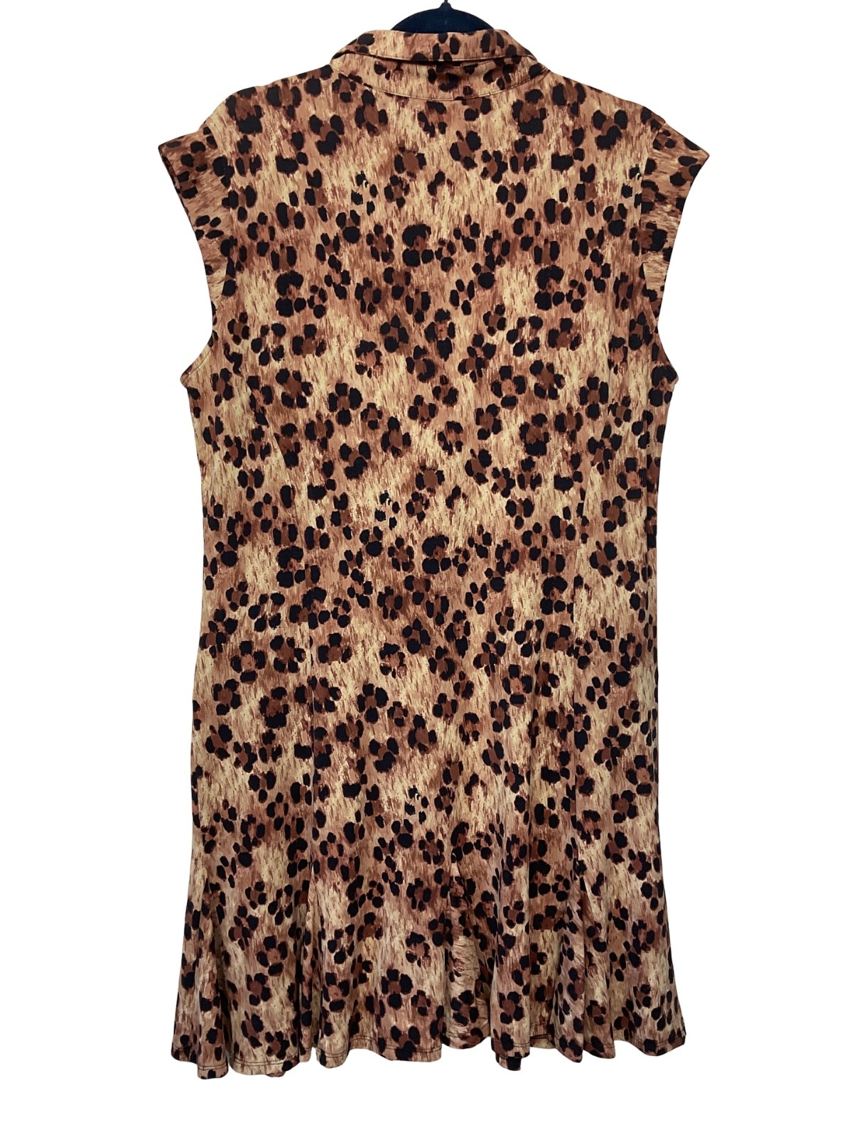 IBKUL Iceful Sleeveless 1/4 Zip Polo Ruffle Dress Golf Tennis Le Leopard XL