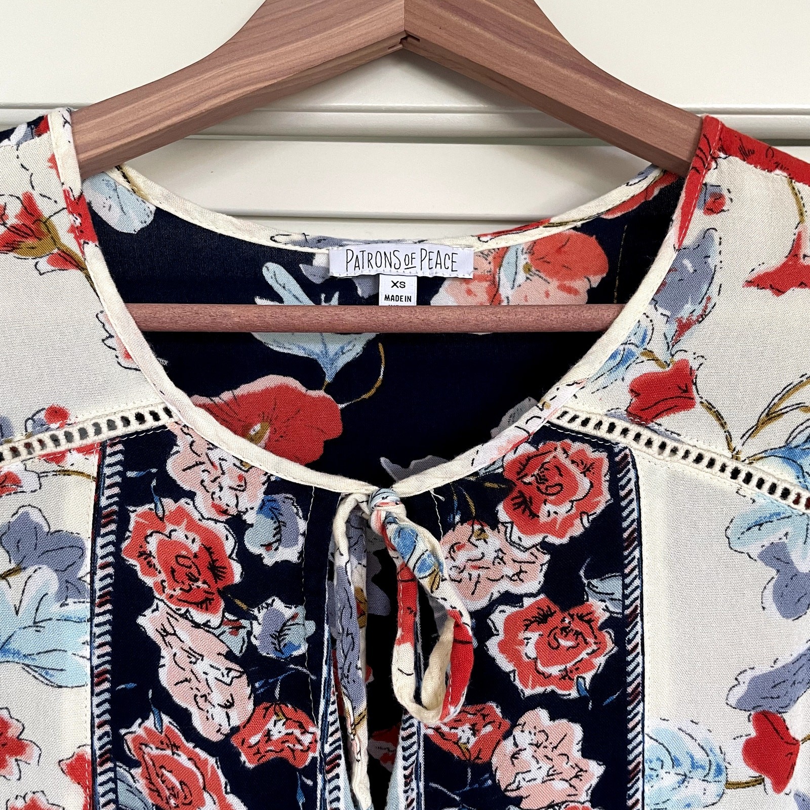 Patrons of Peace Patchwork Floral Babydoll Dress XS Americana Boho Summer 4th