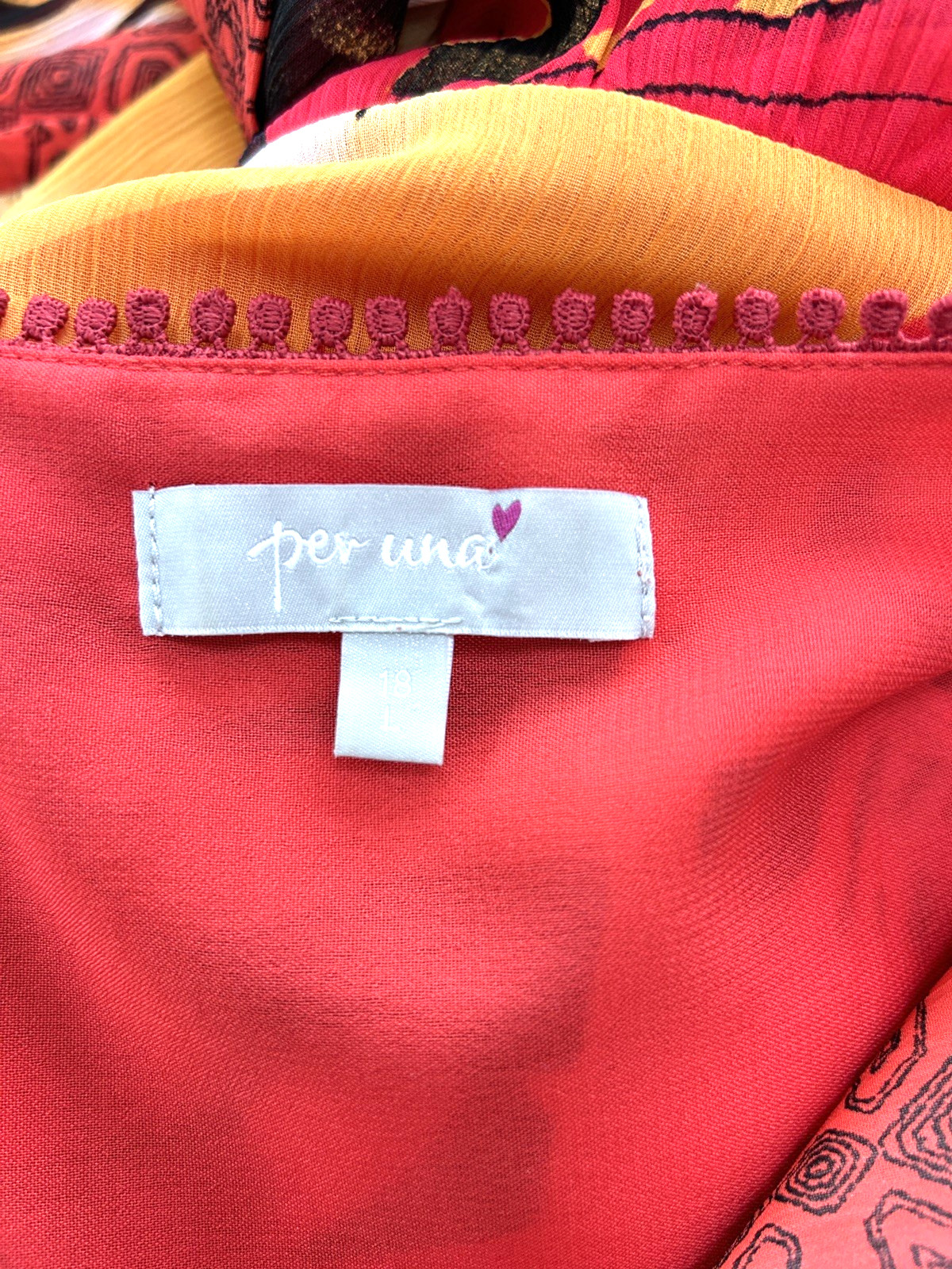 Per Una Maxi Dress Size 18 Long Orange Red Sleeveless Belted Full Length M&S