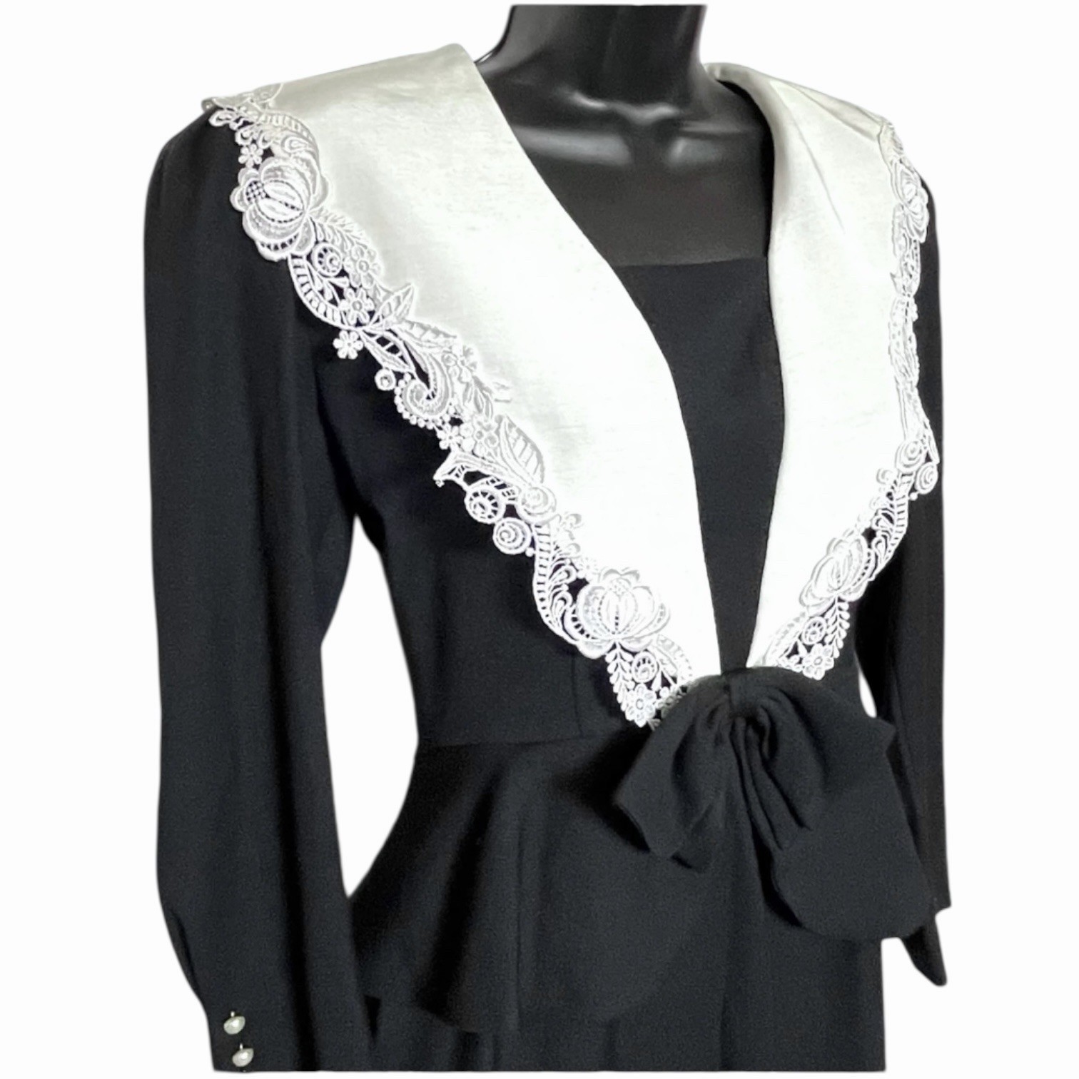 VINTAGE 1980s DOES 1940s LANZ PEPLUM DRESS EDWARDIAN LOLITA WHIMSIGOTH SIZE 2