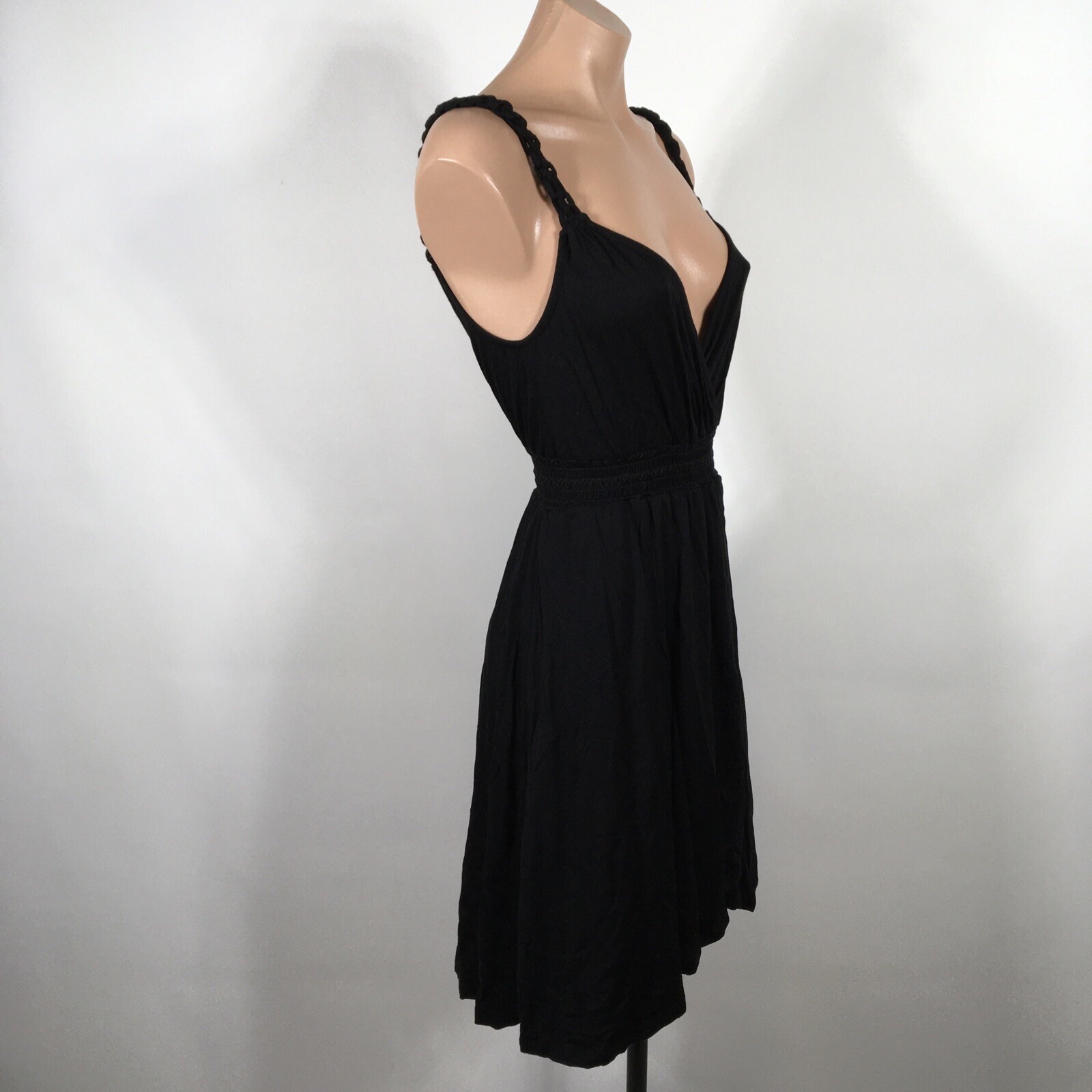 Ella Moss Crossover Braided Knotted Strap Black A-Line Fit Flare Summer Dress XS