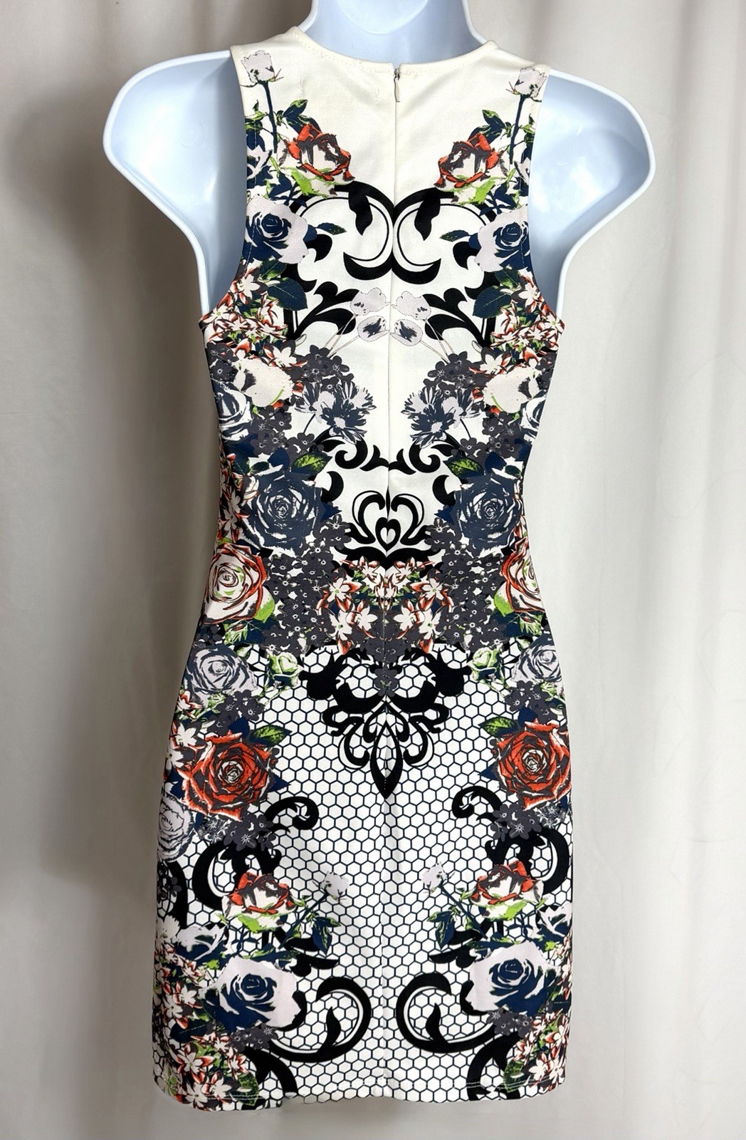 FLYING TOMATO LA Boho Mini Shift Summer Dress White Floral Colorful Sleeveless S