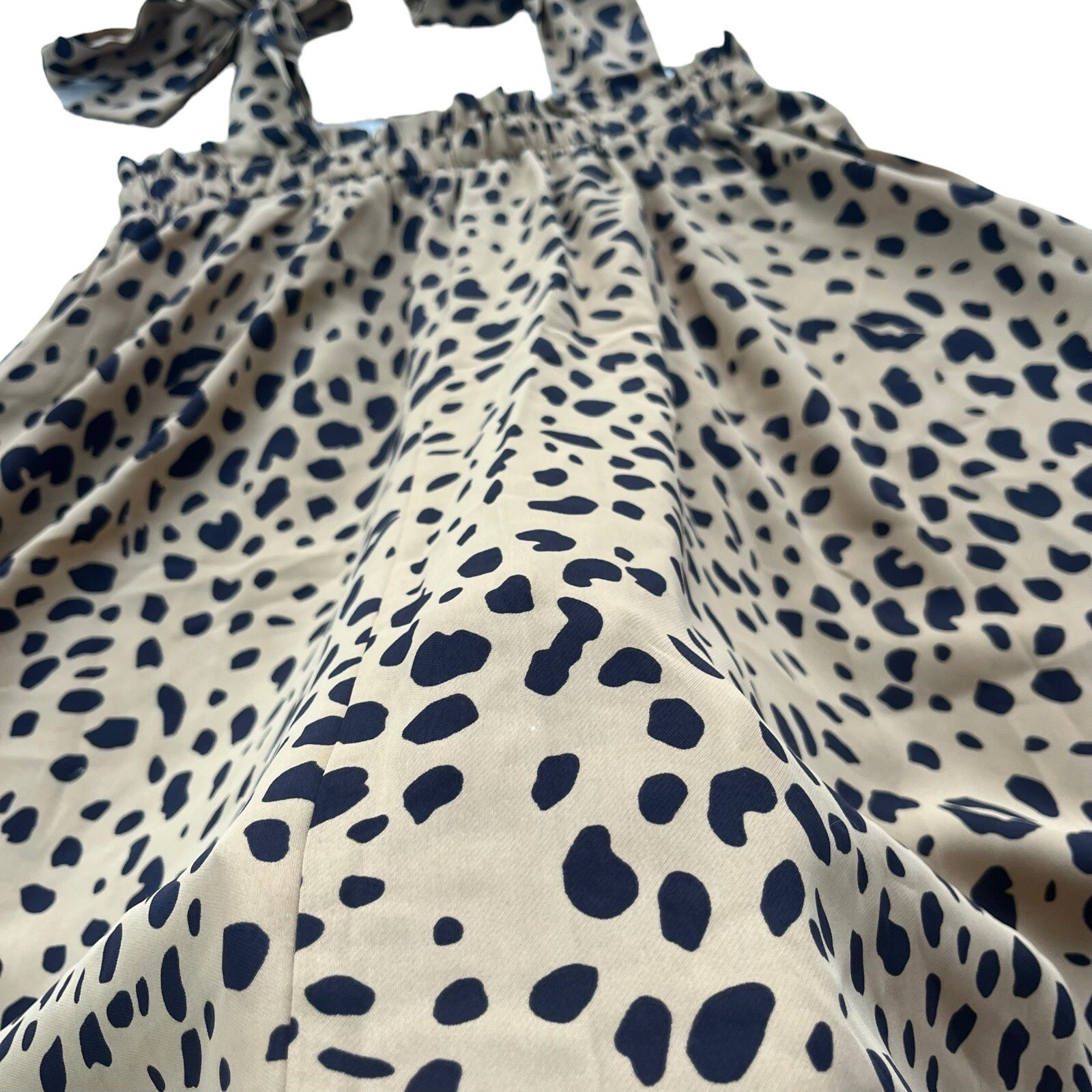 Reverse Womens Medium Tan Navy Cheetah Print Polyester Tent Tie Tank Flowy Dress