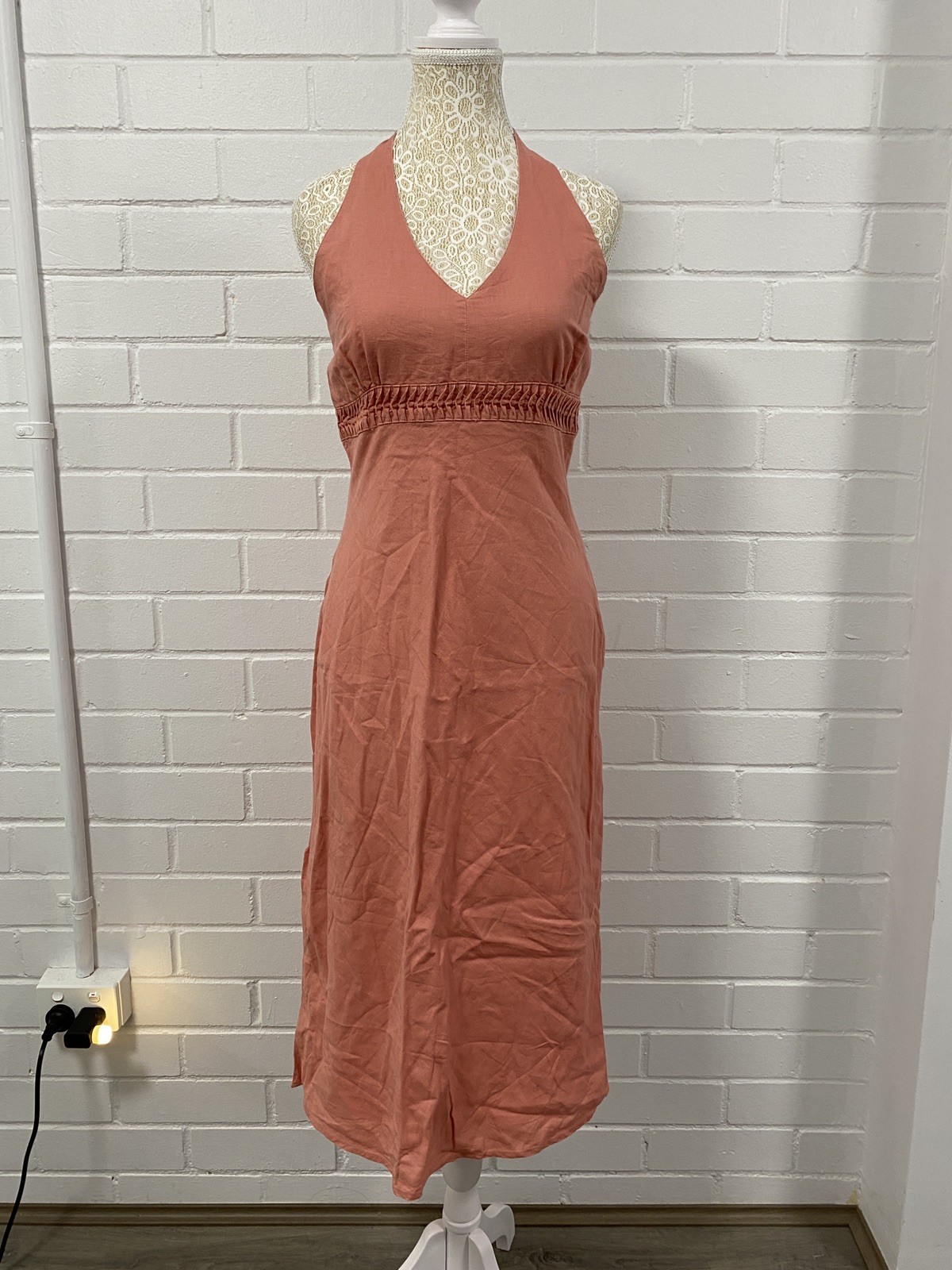 Linen Cotton Vintage Esprit Halter Dress Y2k
