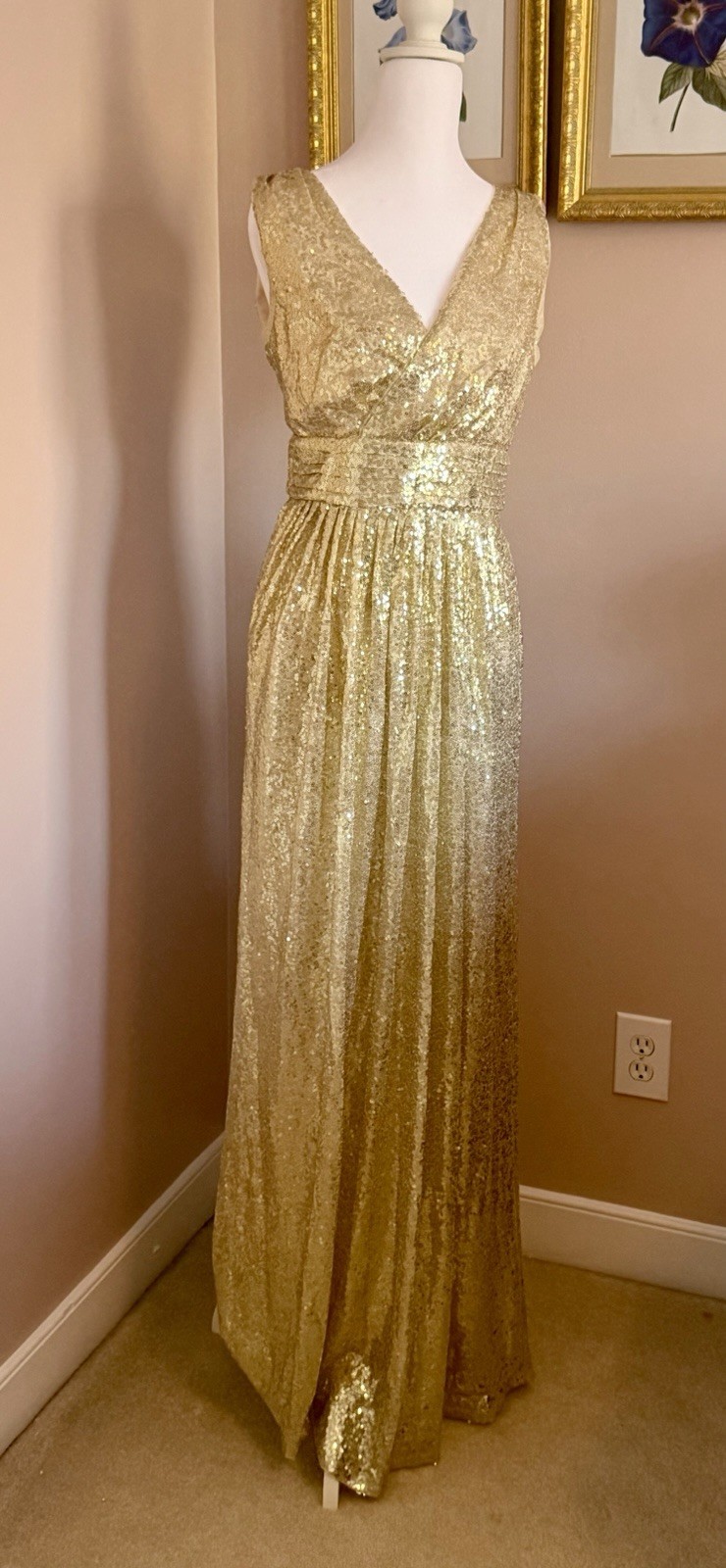 Elegant Sequence Golden Gown From Kate Kasin