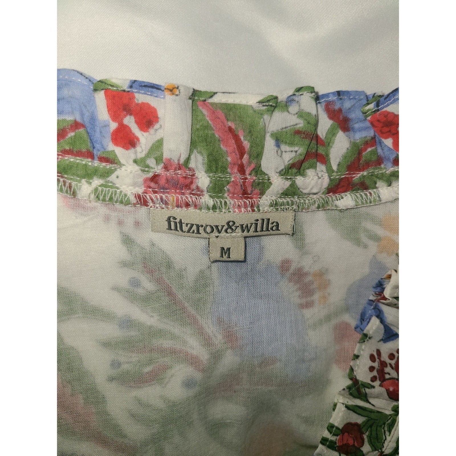Fitzroy & Willa Floral Soleil Maxi Dress Medium Multi Color Ruffle V-Neck