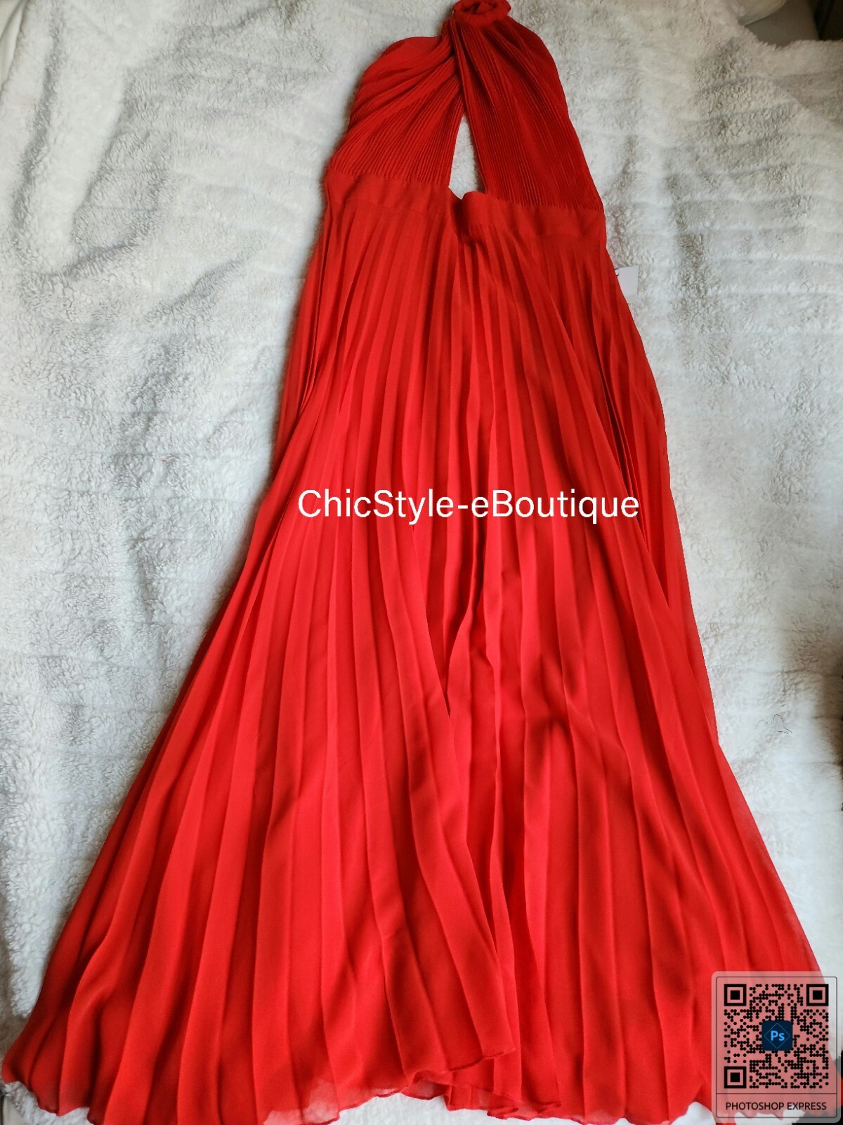 ZARA PLEATED HALTER DRESS Red GOLD BUCKLE sz XL BNWT