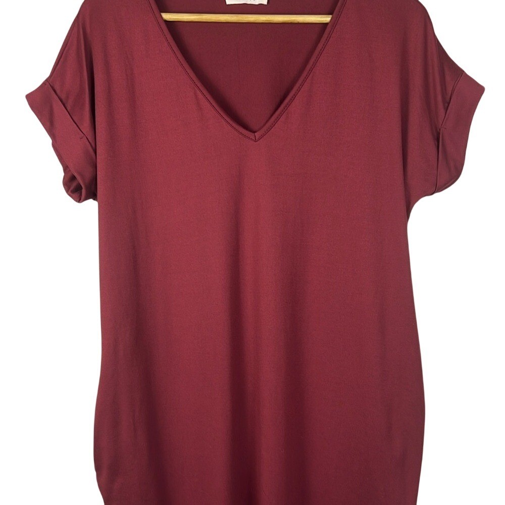 entro X Anthropologie Cuffed Sleeve V-Neck T-Shirt Dress with Pockets Size L