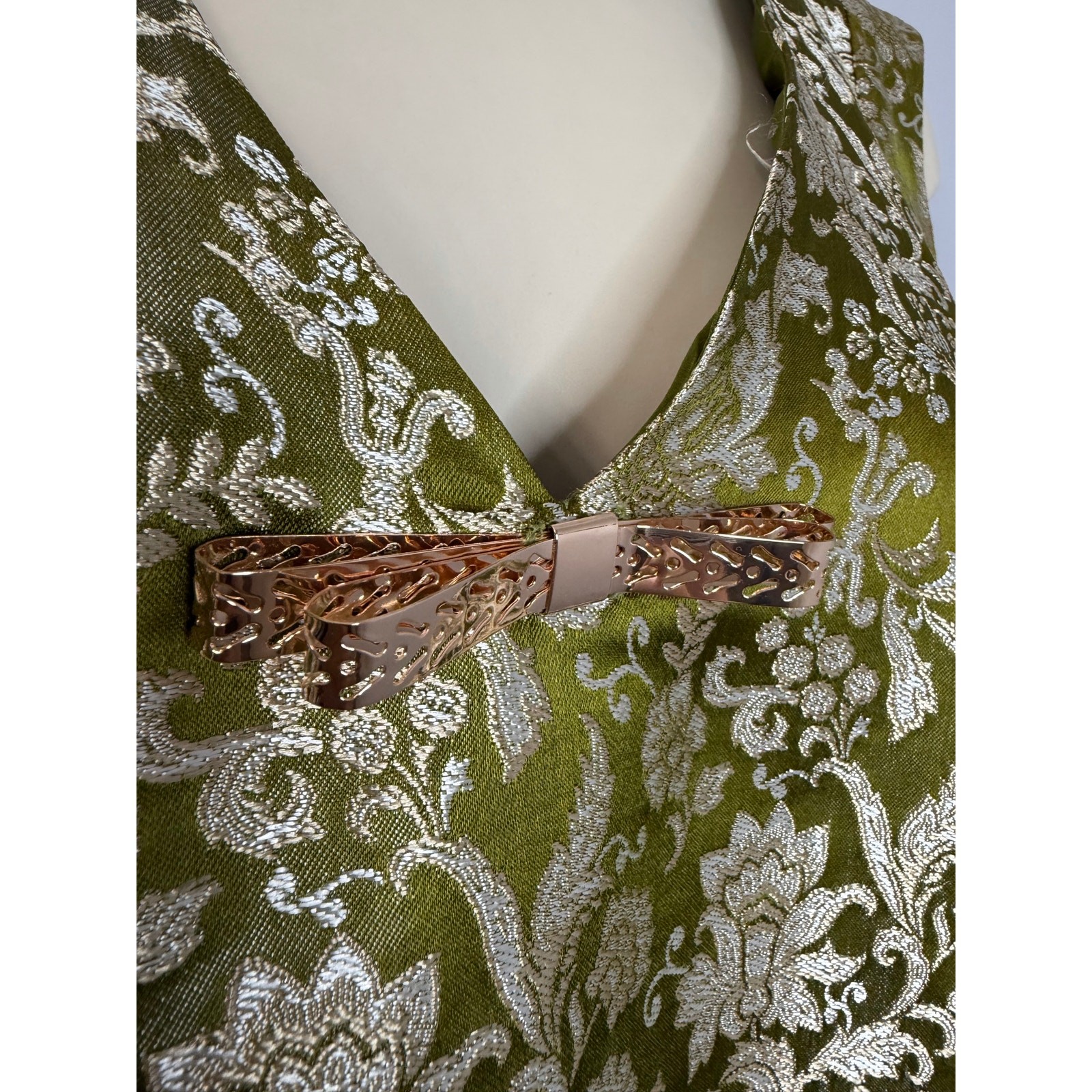 Maeve Sleeveless Brocade Shift Mini Dress Cocktail Green Gold Women’s 1X New