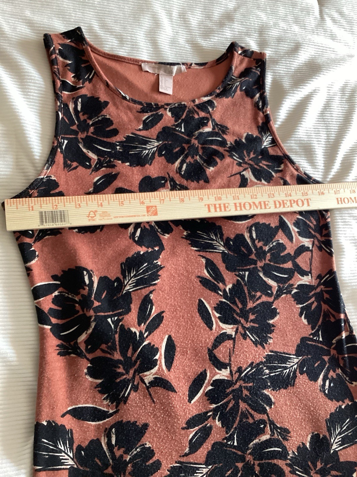 FOREVER 21 Rust Black Floral Sheath Dress Sleeveless Knee Length Size L