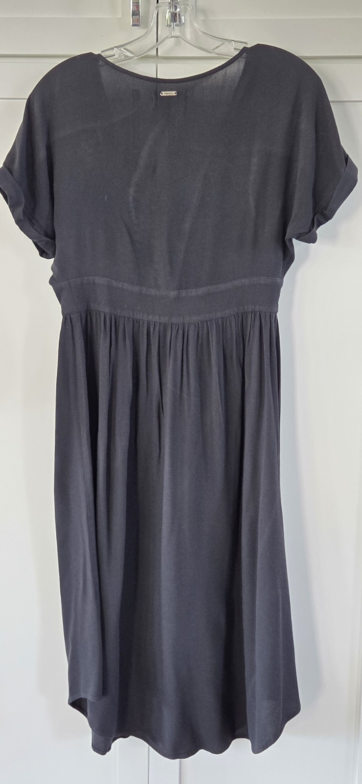 The Normal Brand Deep V Neck Button Thru Midi Dress Black Size Small