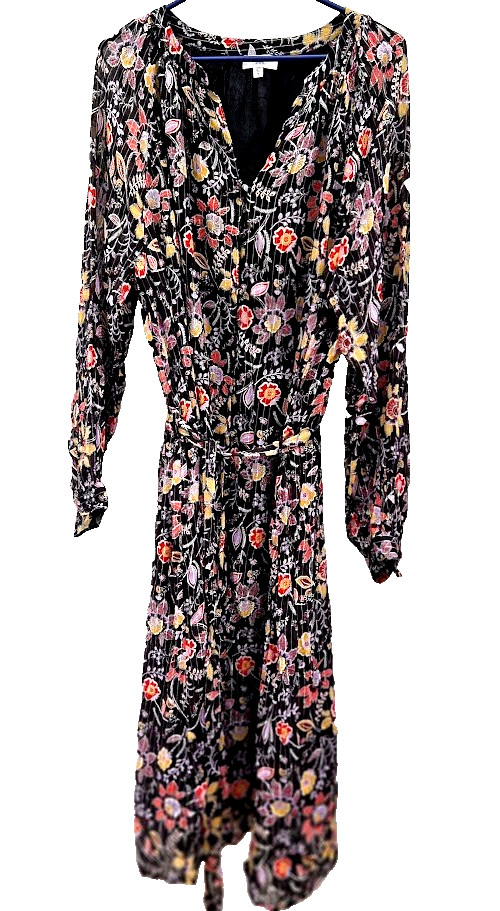 La Redoute Floral Maxi Dress UK 14 Metallic Shimmer Lined Occasion