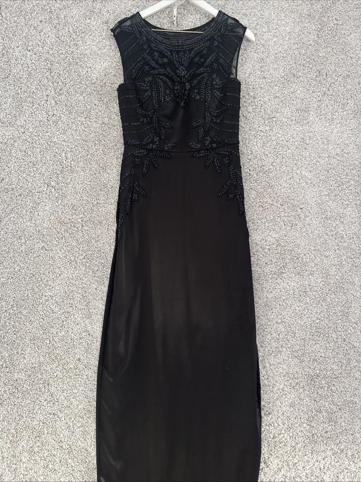 SUE WONG NOCTURNE Black Beaded silk Trim Vintage Gown Size 6