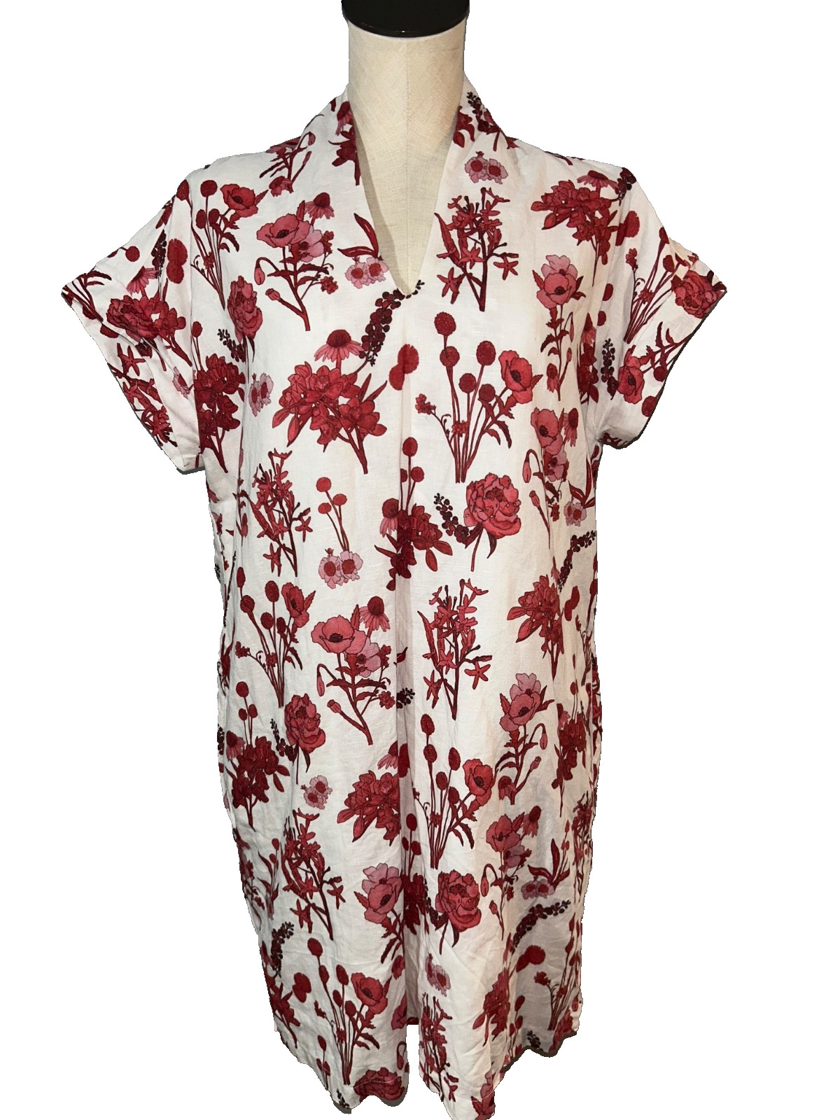 Brooke Wright Made in USA Women’s Linen Cotton Nancy Dress size L Cap Sleeve