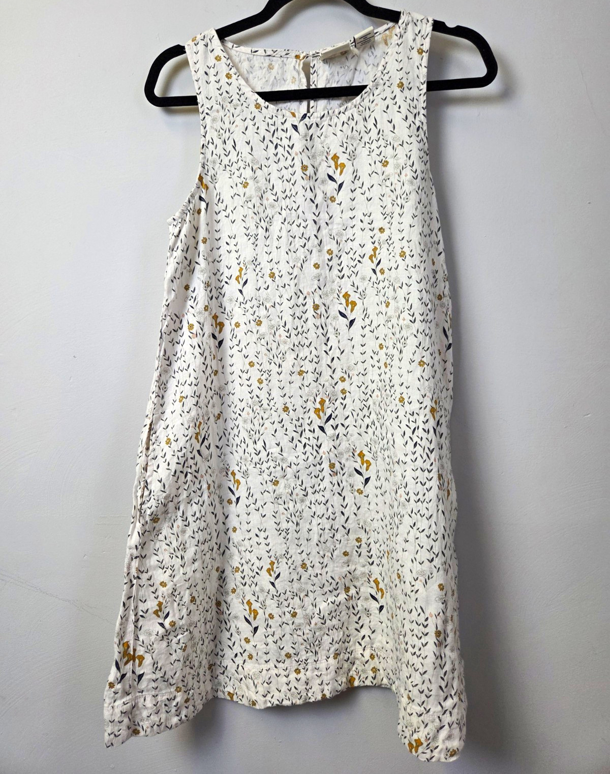 Rachel Zoe Women’s S Linen Shift Dress Sleeveless Floral Button Front Pockets