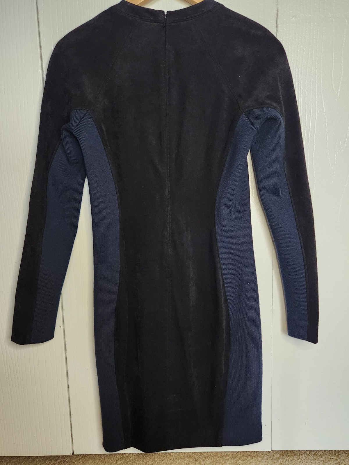 T By Alexander Wang Long Sleeve Scuba Zipper Dress Colorblock Blue Black Size 6
