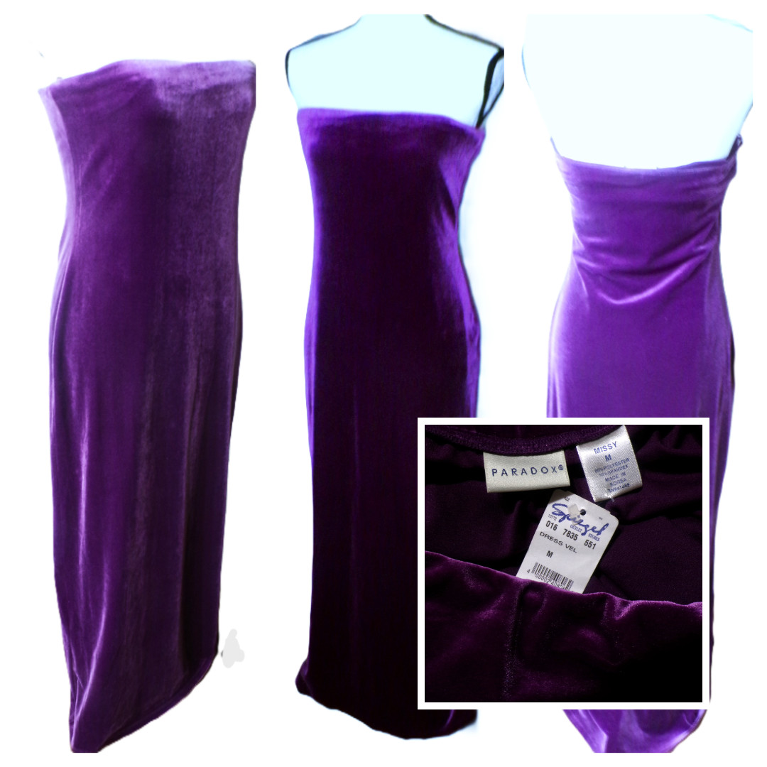 Y2k Purple Velvet Strapless Maxi Dress M Paradox Whimsigoth Fairy Nwt Hoco Prom