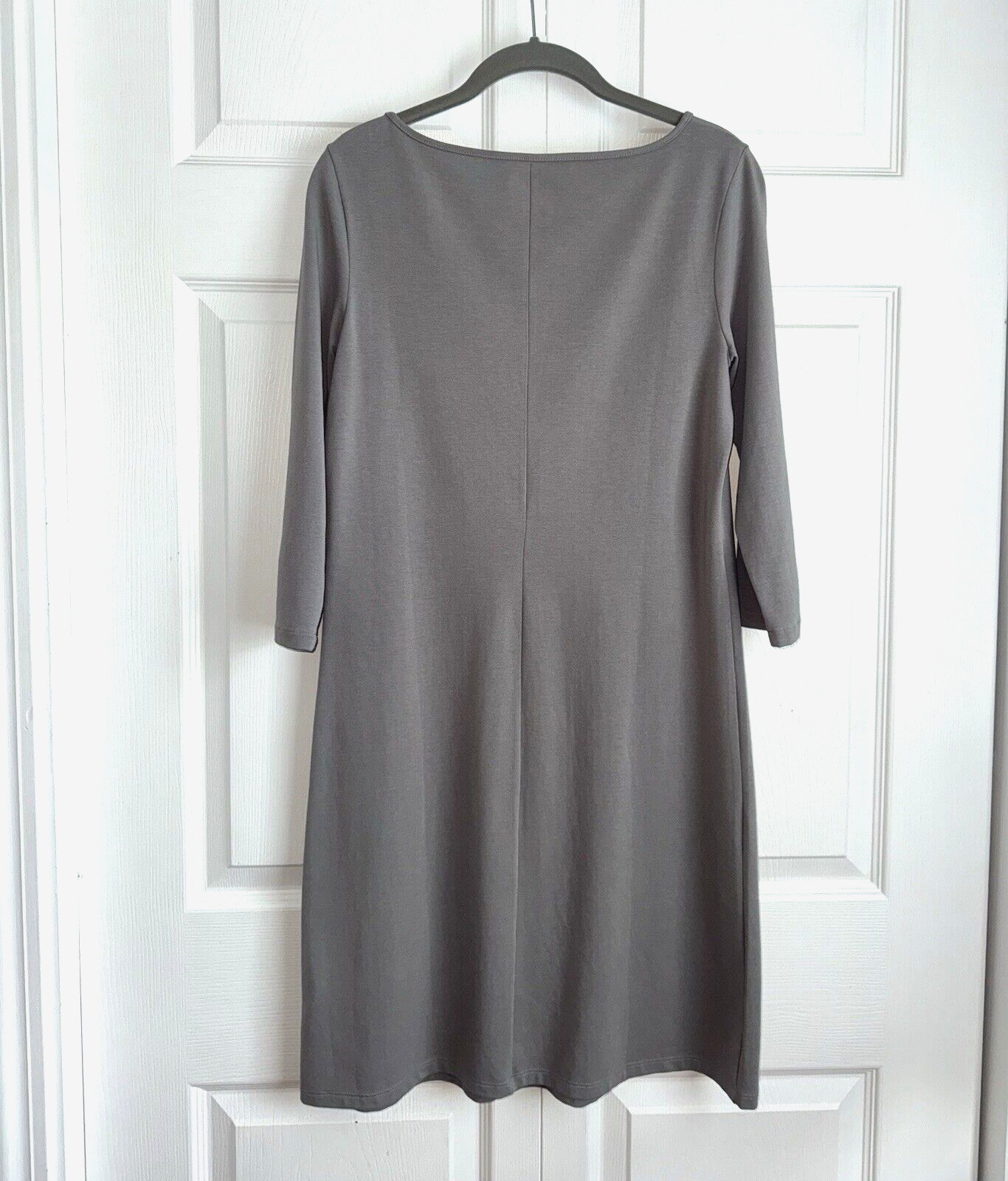 Garnet Hill Cotton Modal 3/4 Sleeve Boat Neck Shift Dress Size XS Gray
