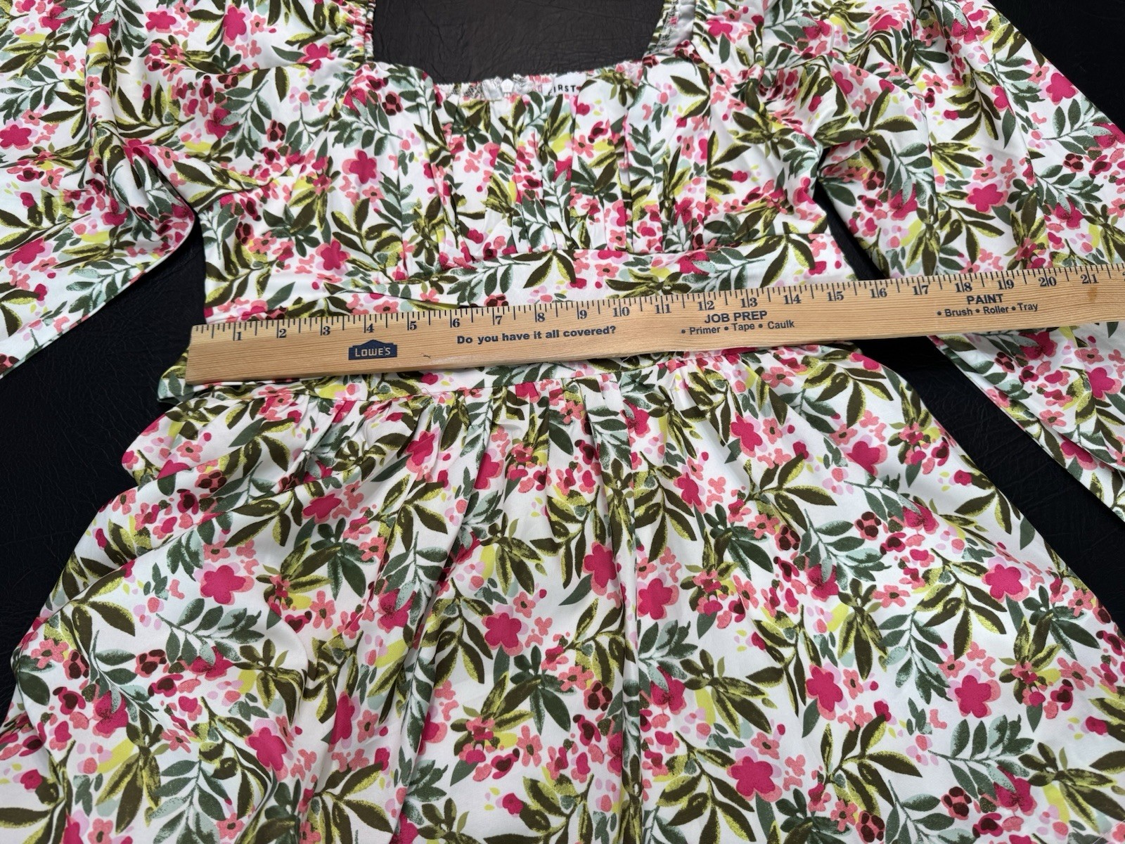 First Love by Lovelyn Floral Mini Dress Sz M Cottagecore Puff Sleeve Tie Back