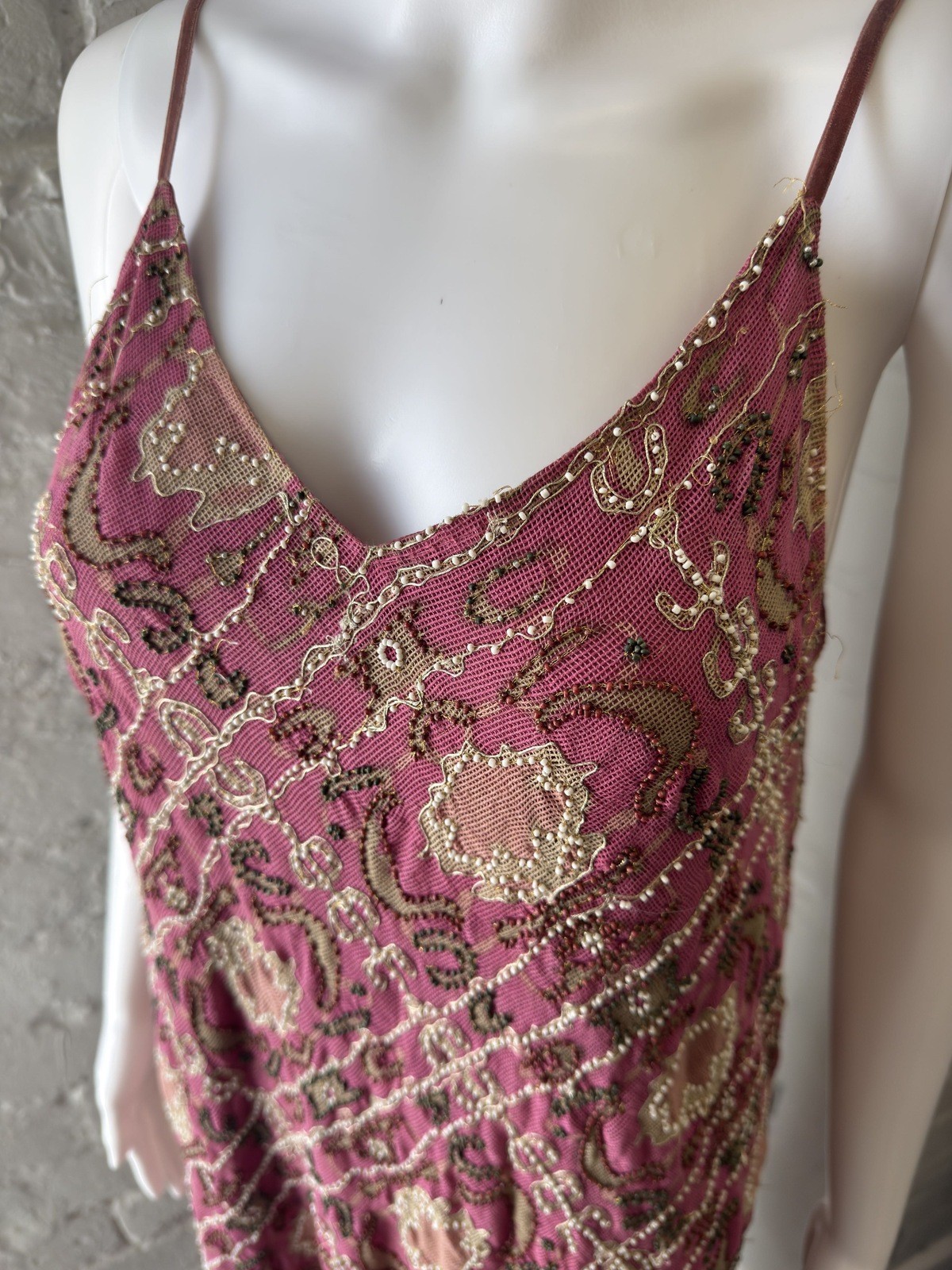 Beaded Pink Slip Dress