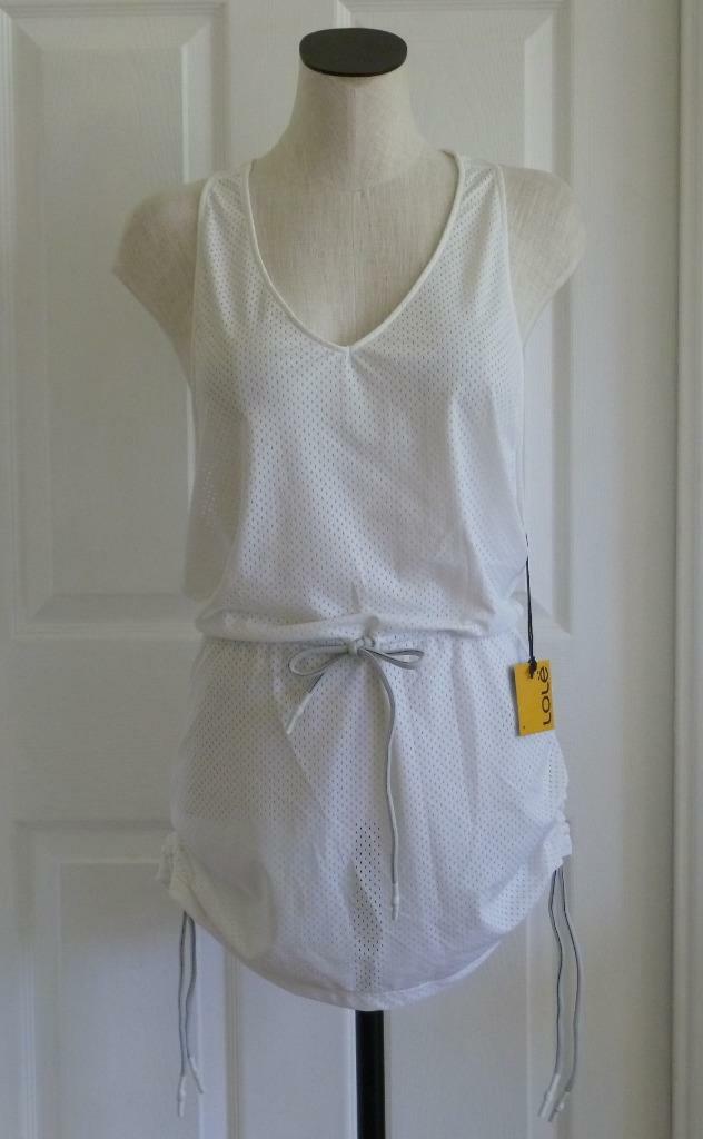 NWT LOLE Paloma White Ruched Drawstring Sides & Waist Razorback Dress/Coverup S