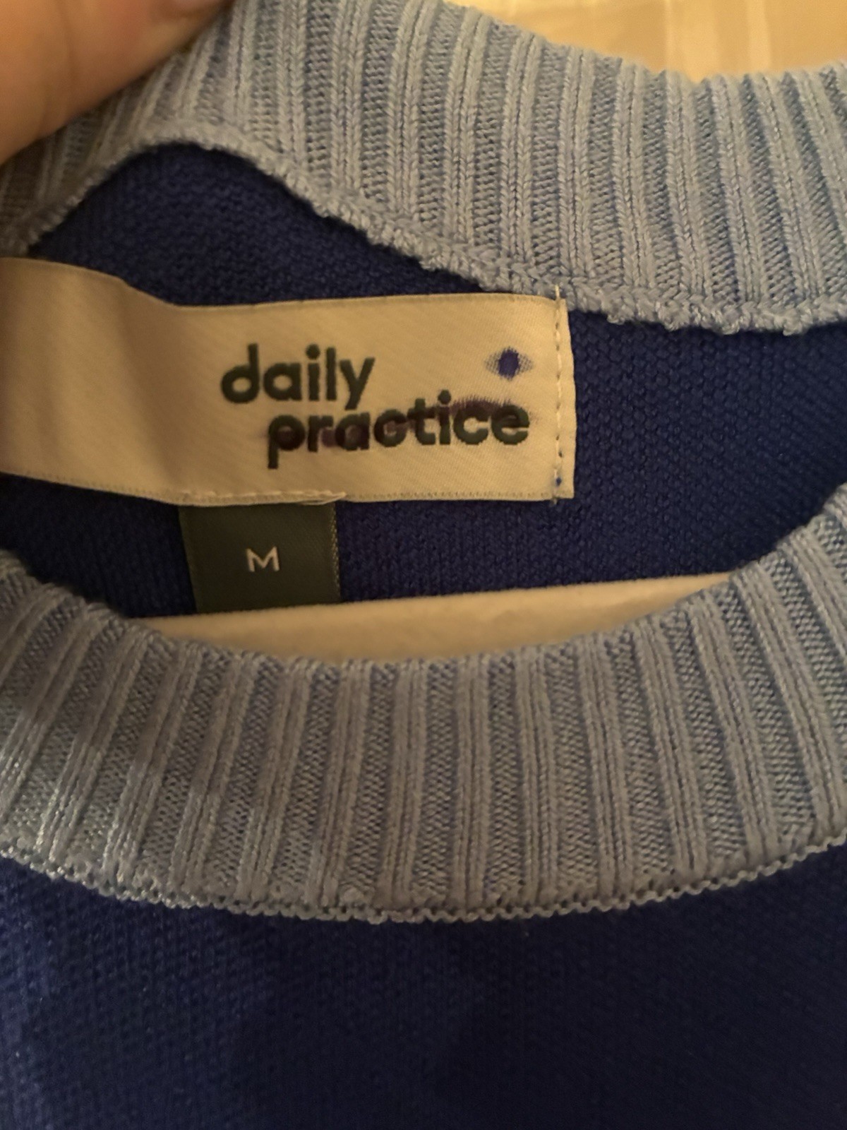 daily practice blue/light blue colorblock knit cotton ribbed midi dress size m