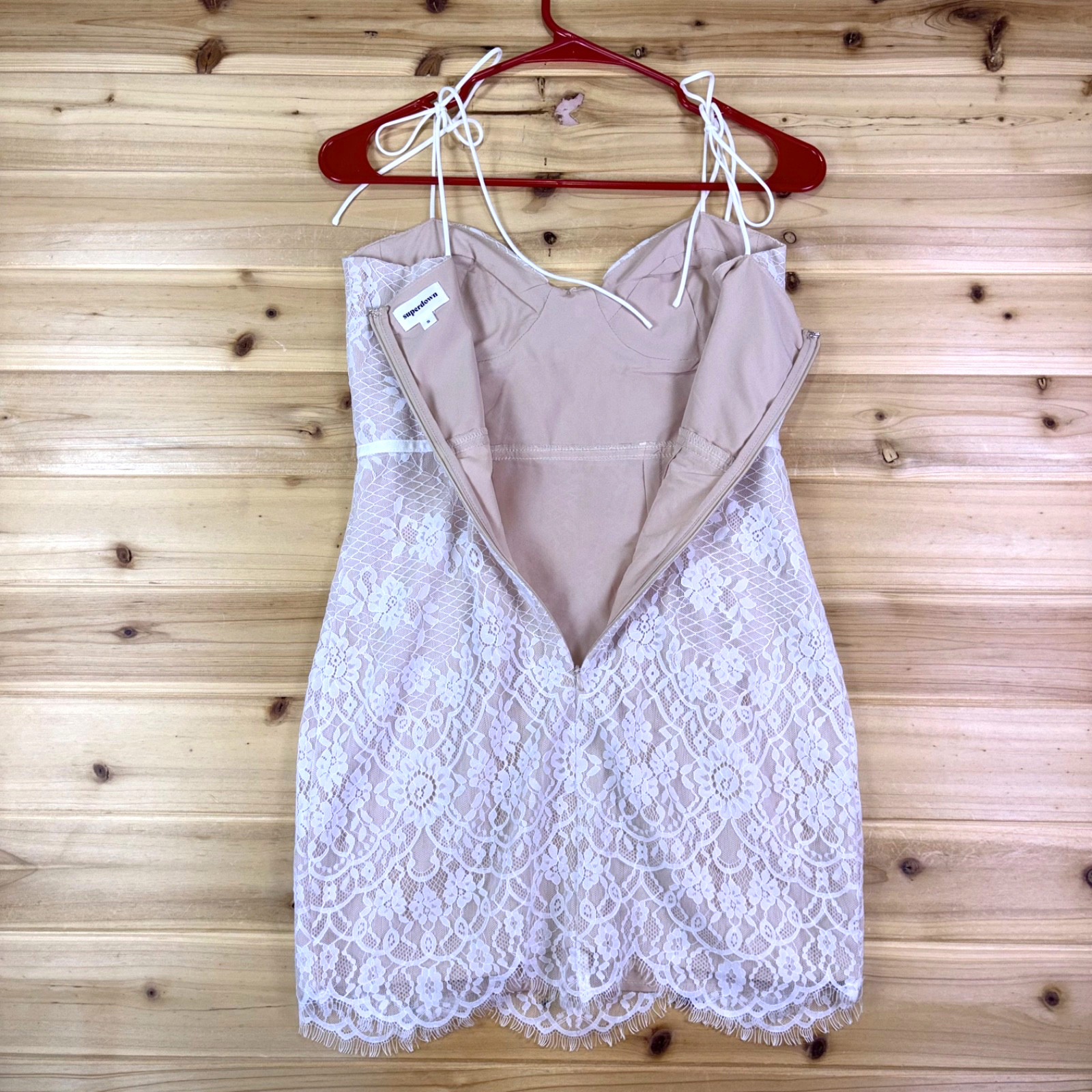 Superdown Dress Womens Small White Lace Beige Lottie Bustier Mini Dress