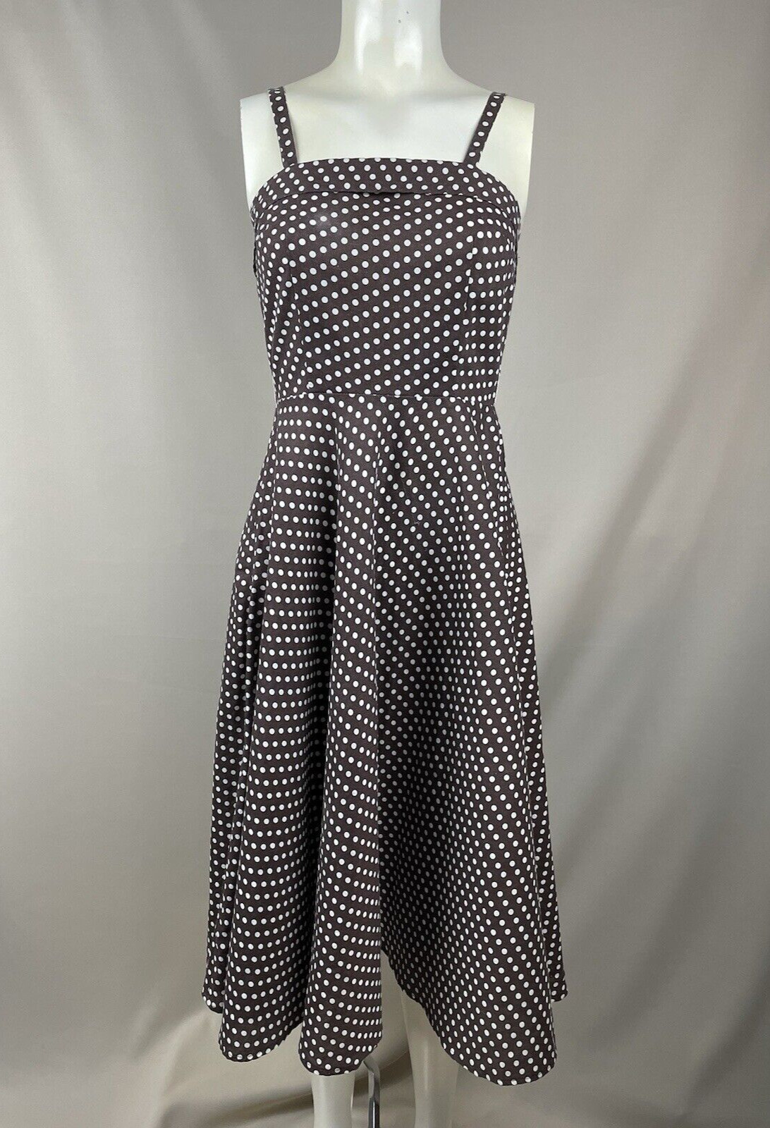 Stop Staring! Vintage Full Circle Sun Dress Small Brown Polka Dot Swing Retro