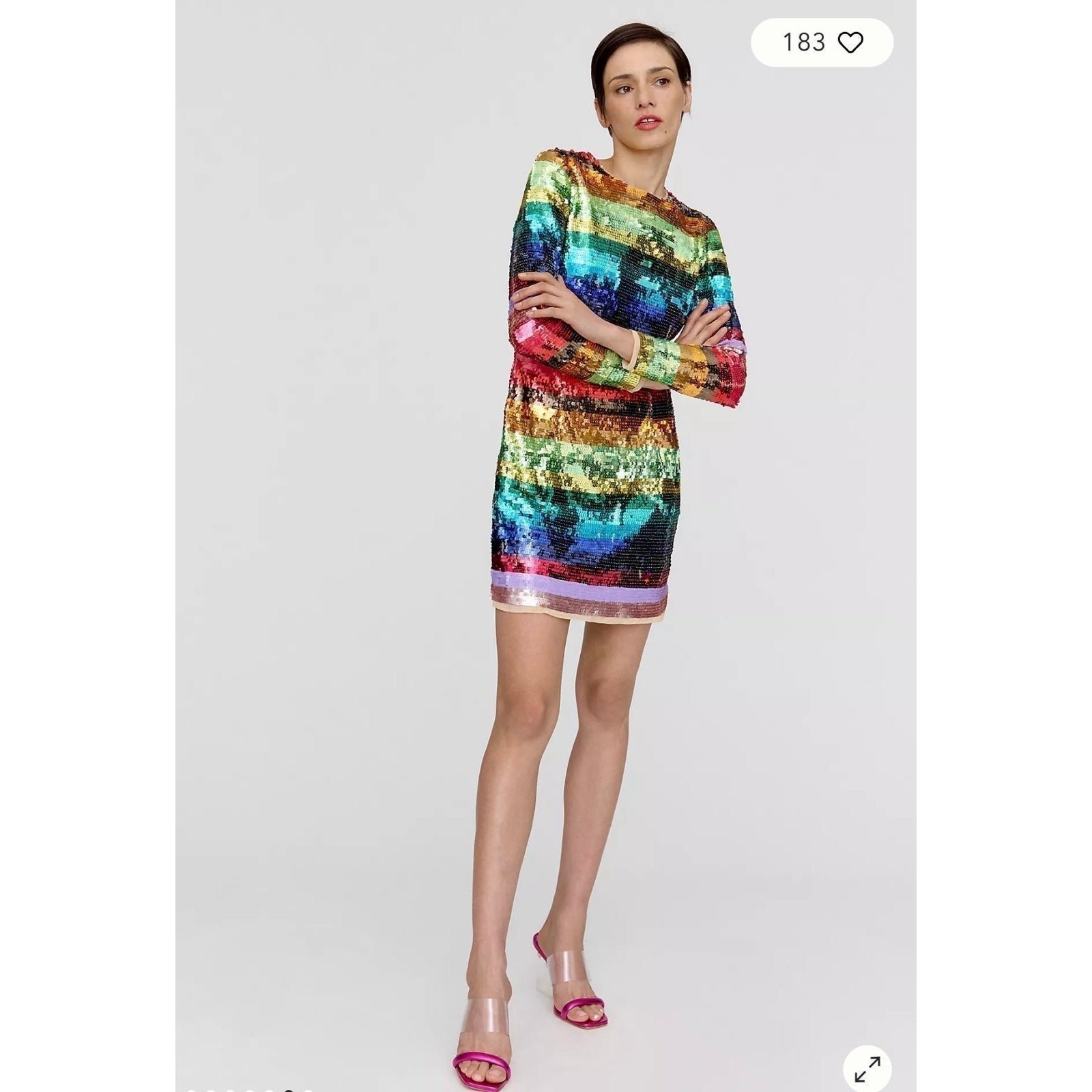 NWT❤️Anthro MAC DUGGAL RAINBOW SEQUINED MINI DRESS sz12