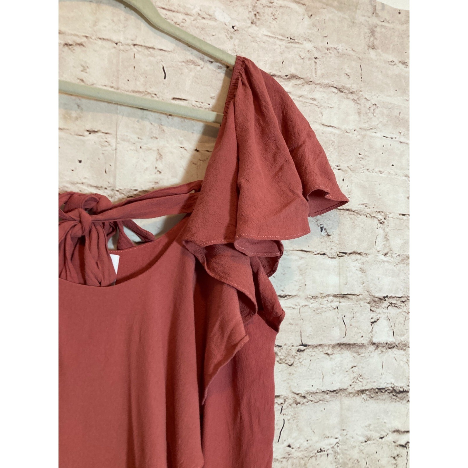 MISA L.A. Dress Womens Medium Salmon Pink Ruffle Double Tie Back Boho Hippie