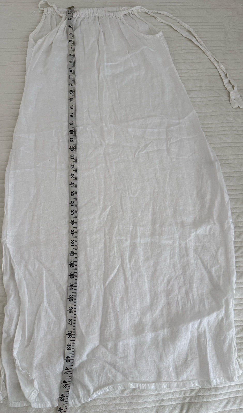 BELLAUMBIA Made In Italy Long WHITE 100% Linen Sleeveless Dress – size S