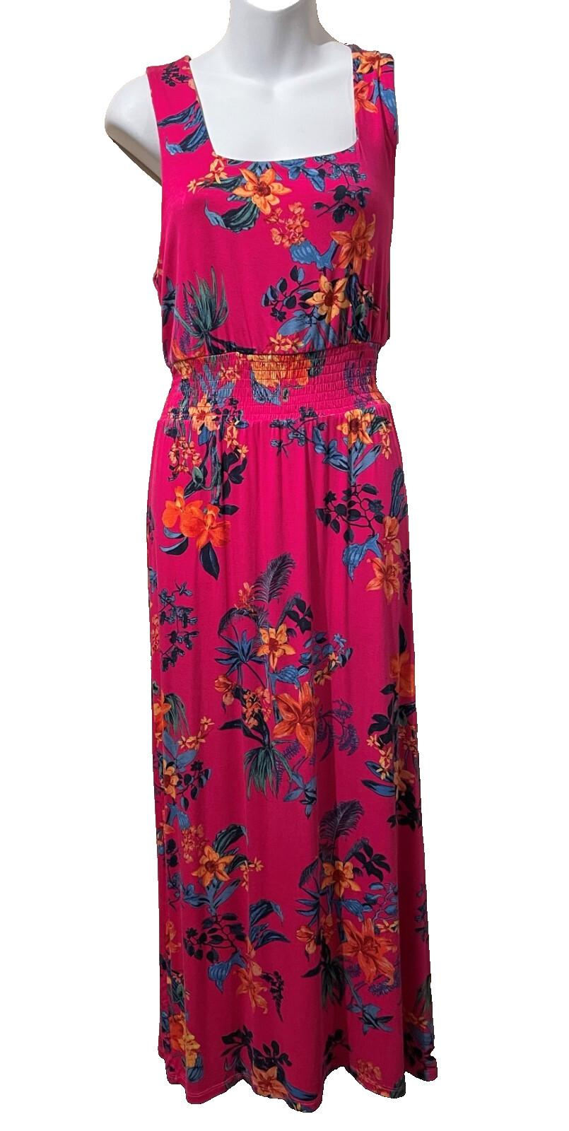 INC NEW Women’s Summer Maxi Sleeveless Knit Tank Dress Petite L Pink Floral