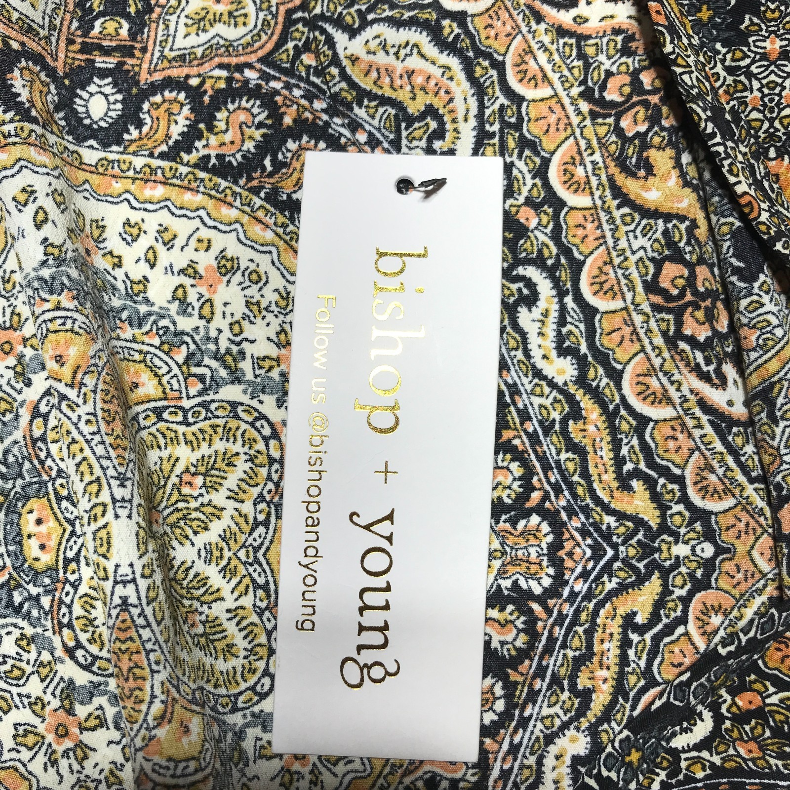 NWT Bishop + Young Woven Paisley Patchwork Wrap Dress Maxi in Black Combo XL