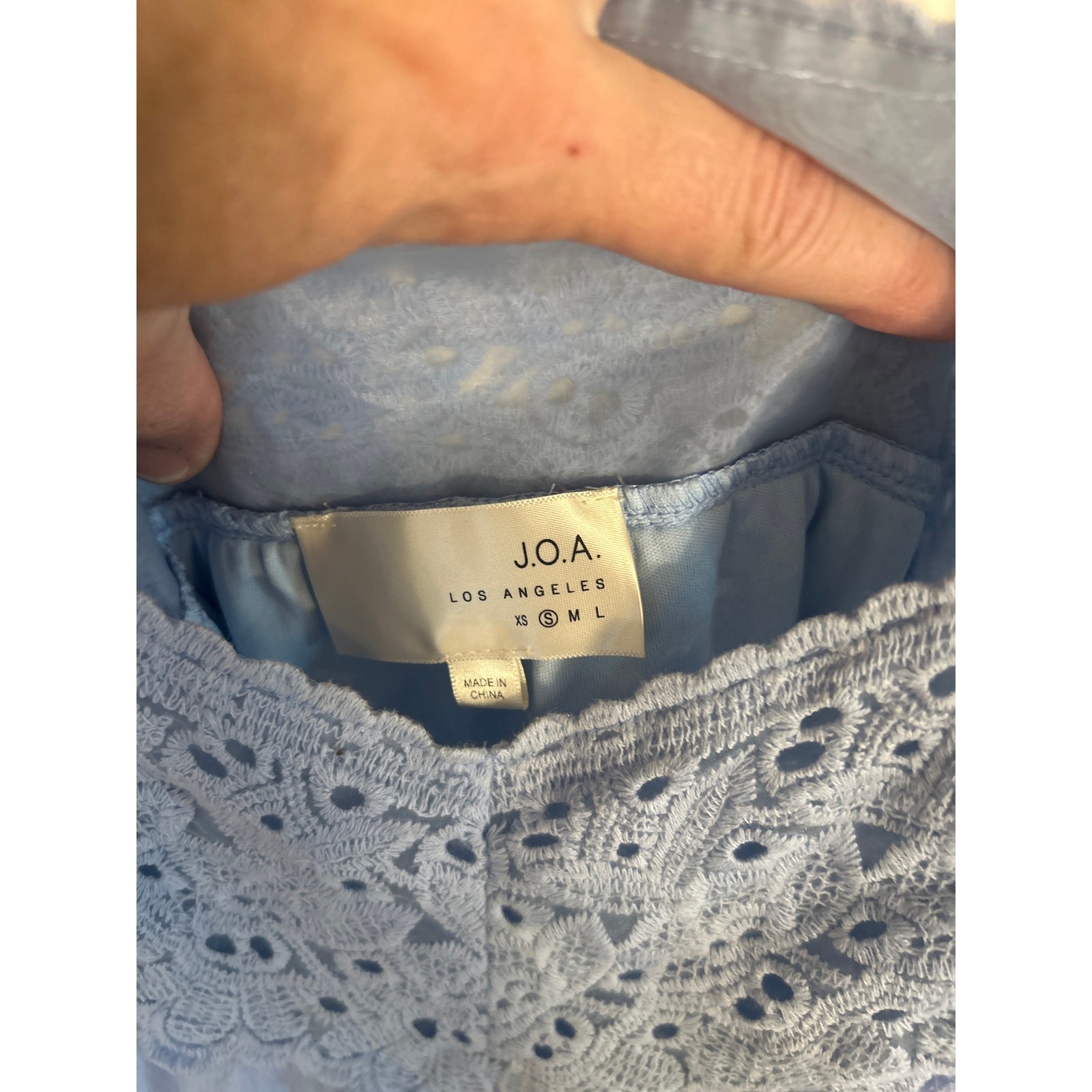 J.O.A. Light Blue Eyelet Spaghetti Strap Mini Dress Size Small