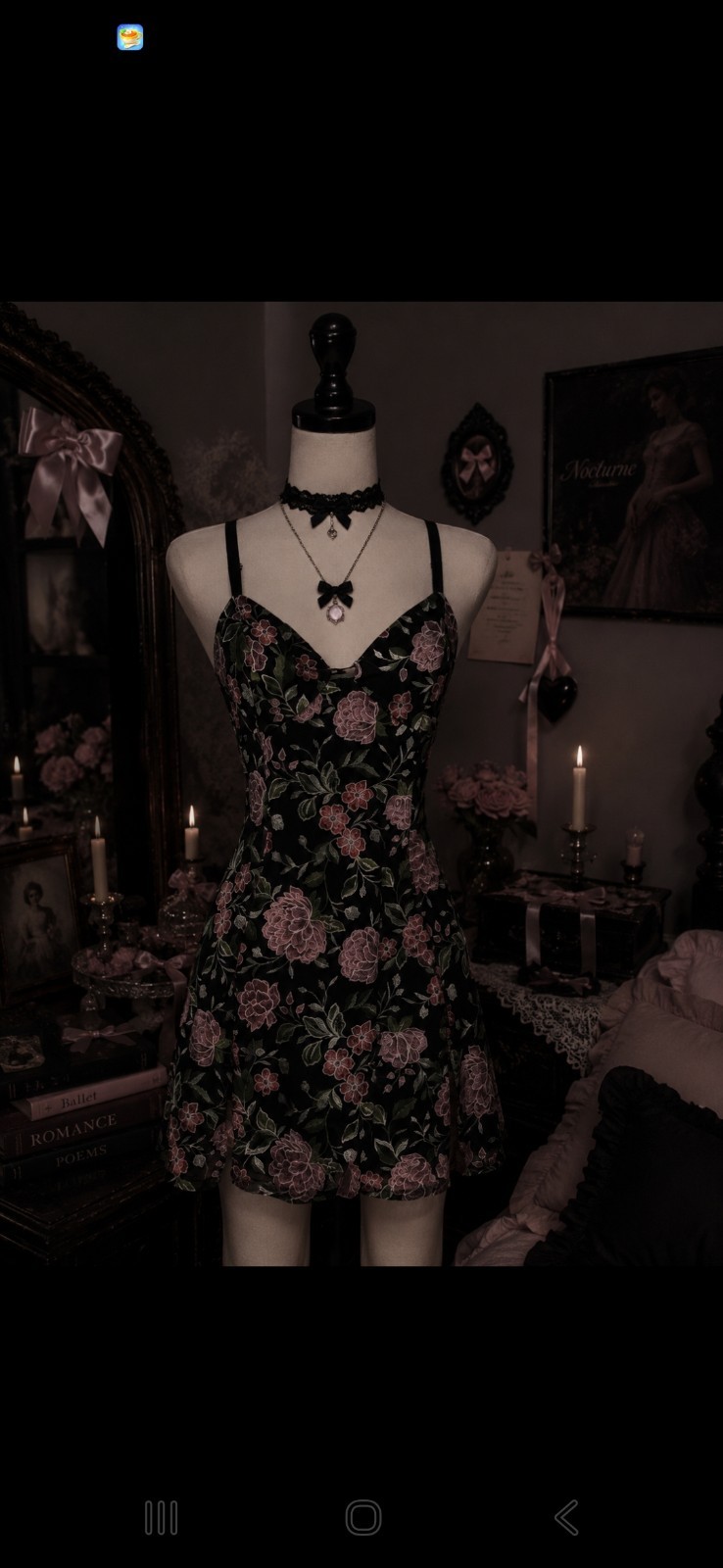 GUESS Womens 12 Black Pink Green Floral Strappy Mini Dress Dark Coquette