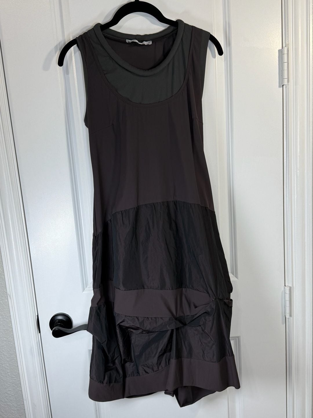 Sun Light Paris Corset Tie Back Paneled Mixed Media Midi Dress