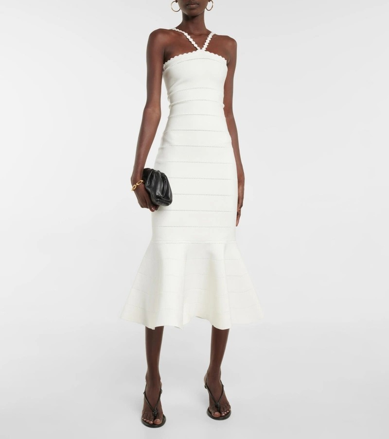VICTORIA BECKHAM Scalloped Strap Flare Dress In White Size XS Org $790