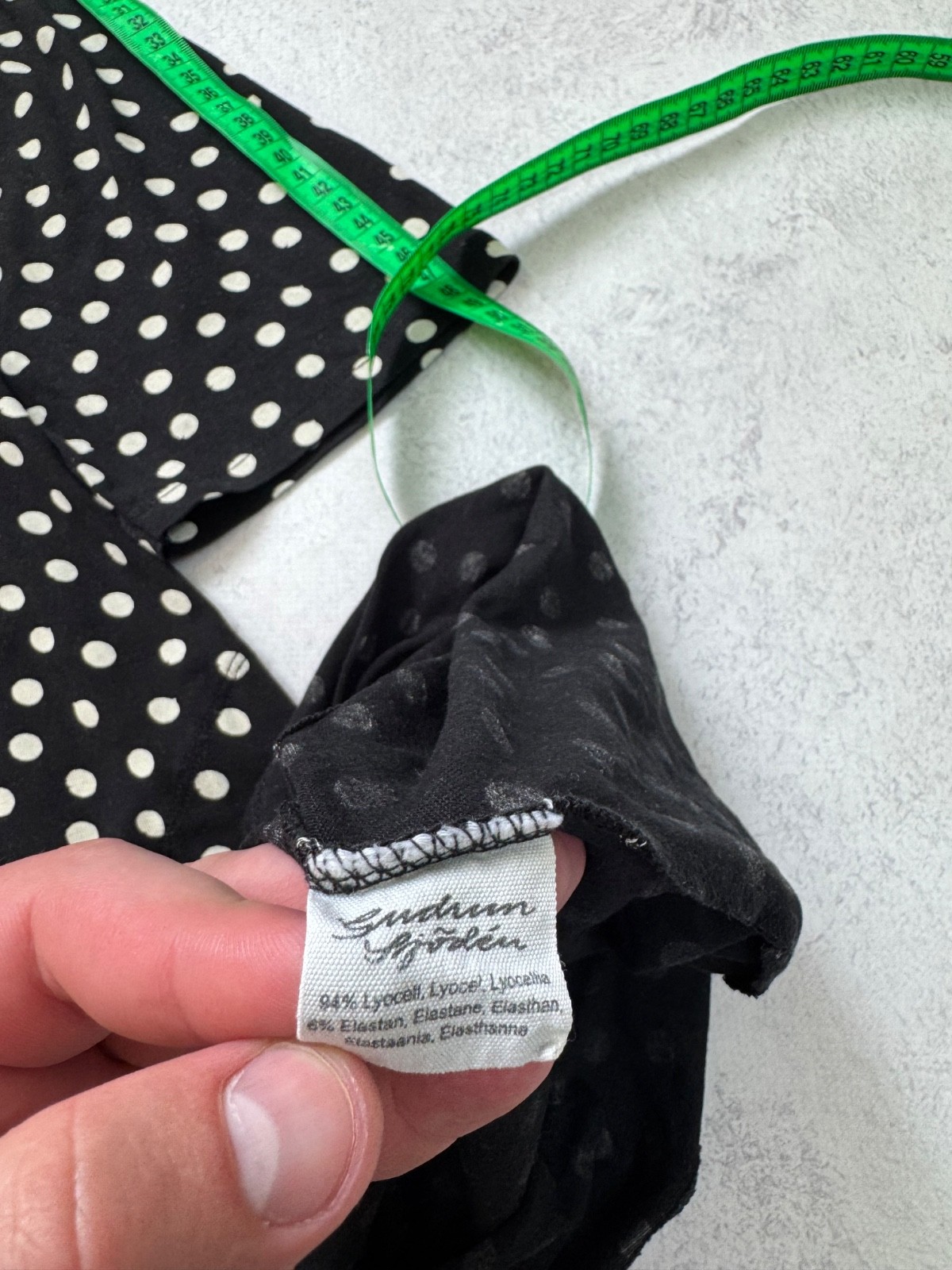 Gudrun Sjödén Black Polka Dot Lyocell Dress Lagenlook Pockets Size L XL