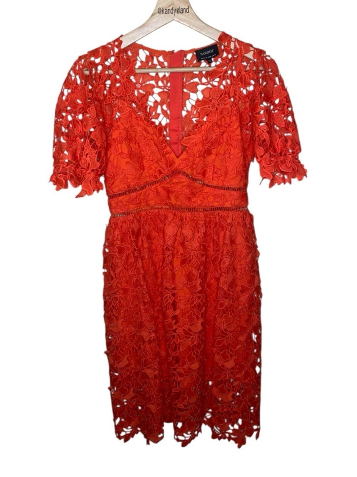 BARDOT Lace Fit & Flare Mindi Dress in Grenadine