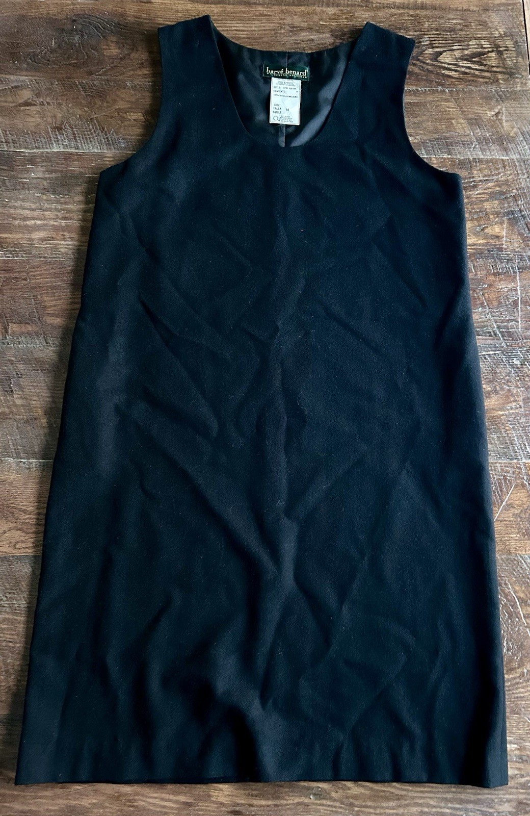 Harve Benard 100% Wool Jumper Dress Size 14 Black Sleeveless Pockets Ukraine